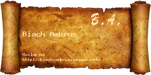 Biach Ambrus névjegykártya